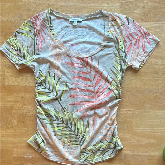 Skinnygirl Multicolor Leaf Print Top SM - Picture 3 of 11